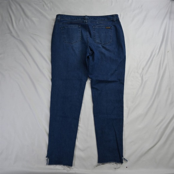 Michael Kors 12 High Rise Skinny Raw Hem Medium Wash Stretch Denim Jeans - Picture 7 of 7